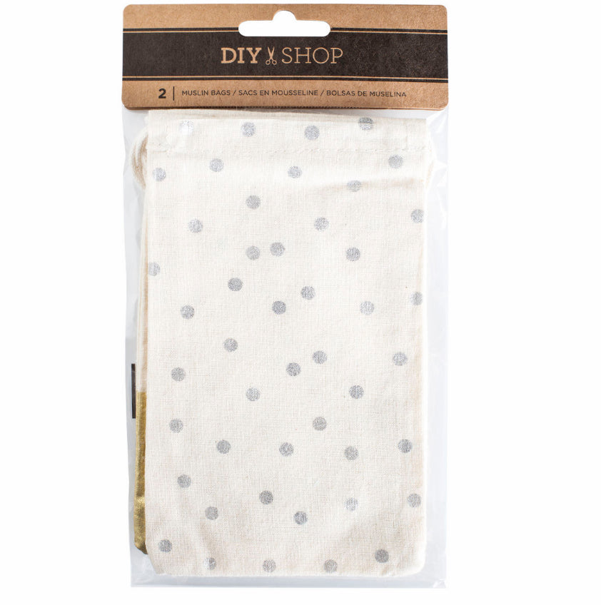 Metallic Muslin Bags / Bolsitas de Tela Decoradas Descontinuado American Crafts