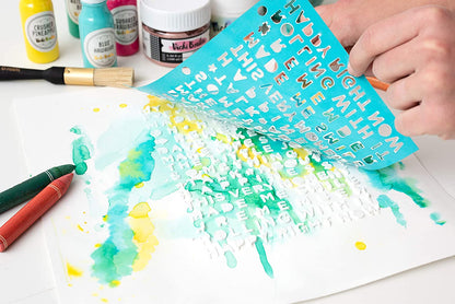 Wildflower &amp; Honey Mixed Media Stencils / 3 Estenciles de Flores Silvestres y Frases Descontinuado Vicki Boutin