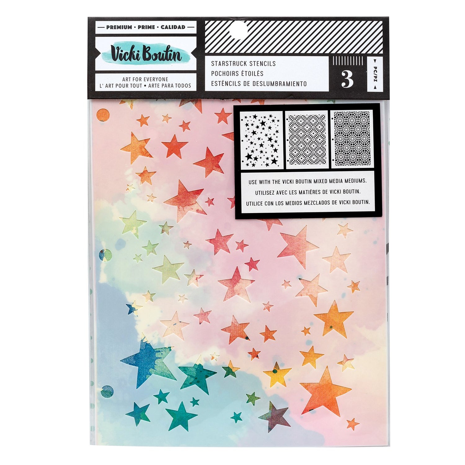 Starstruck Mixed Media Stencils / Estenciles de Deslumbramiento Esténciles / Plantillas Vicki Boutin