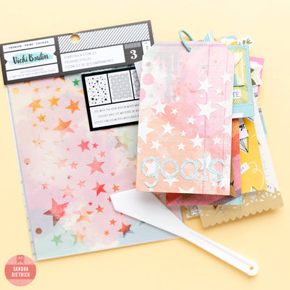 Starstruck Mixed Media Stencils / Estenciles de Deslumbramiento Esténciles / Plantillas Vicki Boutin