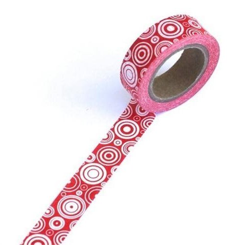 Washi Tape Circle Red &amp; White / Cinta Adhesiva Washi Tape Eyelet Outlet