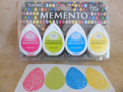 Memento Dew Drop Dye Ink Pads Beach Party / Set de 4 Tintas Colores de Playa Tintas TSUKINEKO