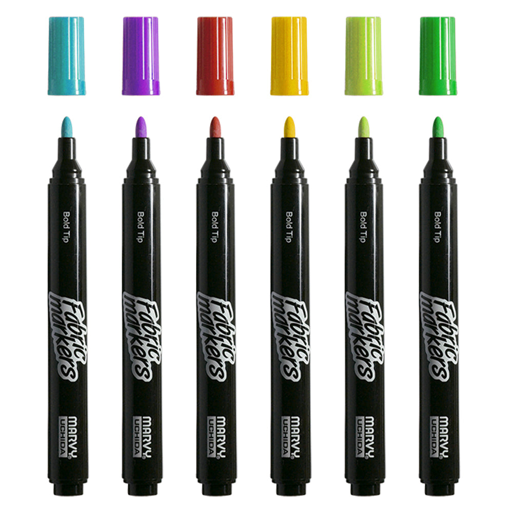 Brilliant Fabric Markers Broad Tip / 6 Marcadores para Tela Marcadores &amp; Plumones Marvy Uchida