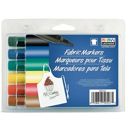 Primary Fabric Markers Broad Tip / 6 Marcadores para Tela Marcadores &amp; Plumones Marvy Uchida