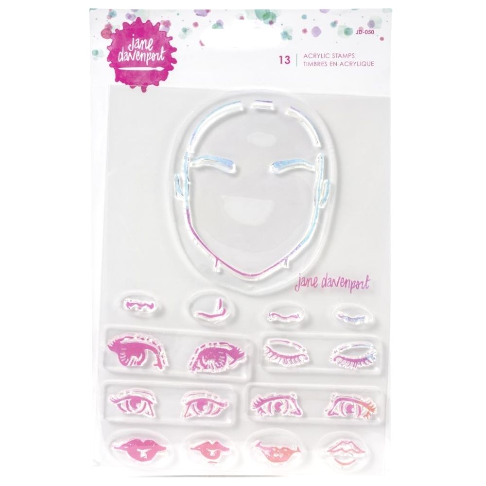 Acrylic Stamps Face, Eyes, Lips / Sellos de Acrílico Rostro, Ojos y Labios Descontinuado Jane Davenport