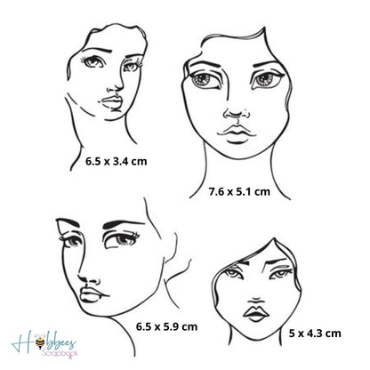 Faces Clear Stamps / Sellos Acrílicos Caras de Mujer Descontinuado Jane Davenport