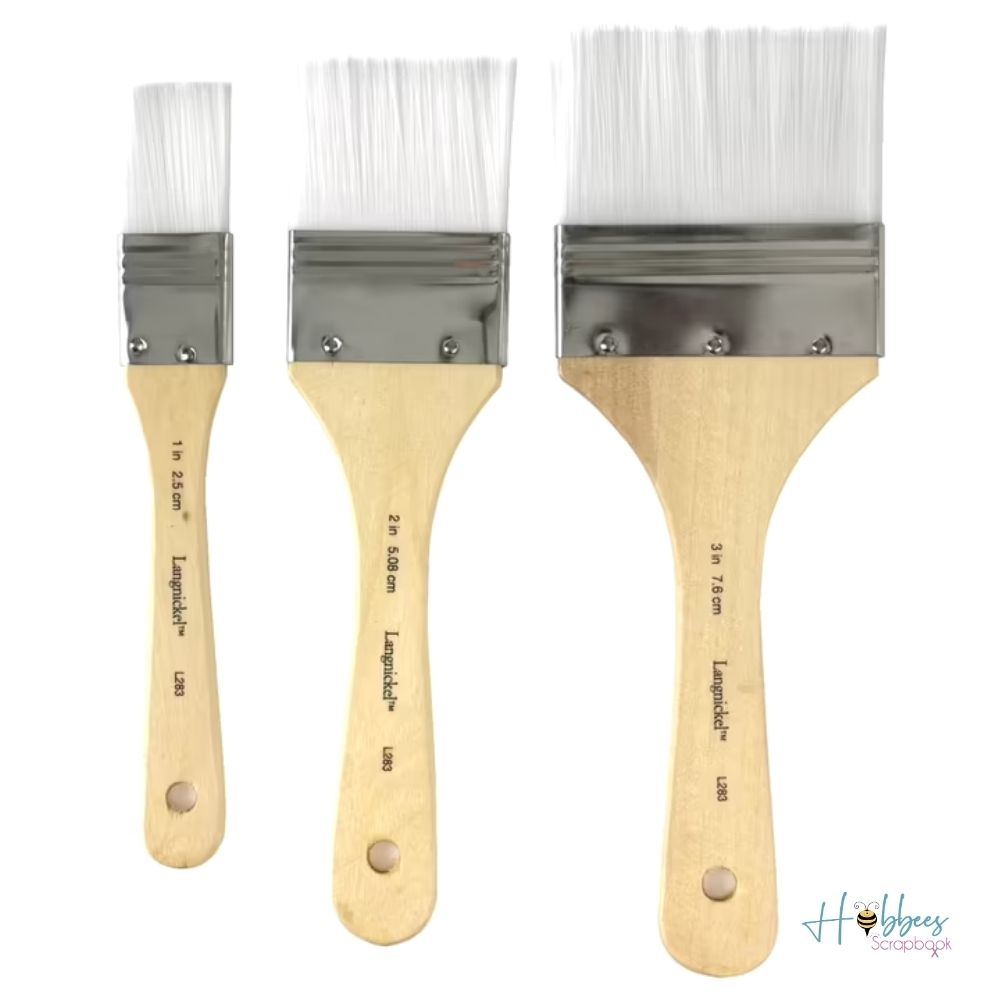 White Taklon Flat Brush Set / Set 3 Brochas Cerdas Sintéticas Pinceles y Brochas Royal Langnickel