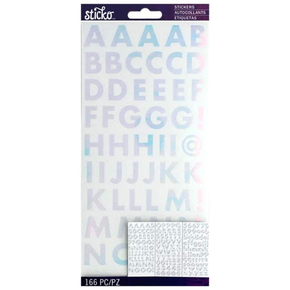 Iridescent Alphabet Stickers Silver / Estampas de Alfabeto Plata 