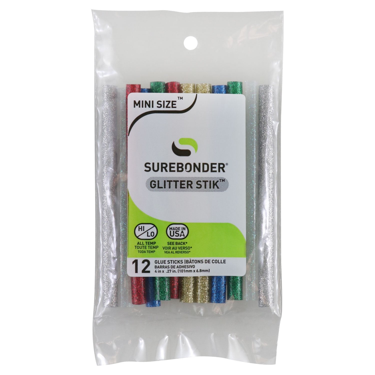 Mini Size Glitter Hot Glue Stick  / Barras de Silicón Mini de Colores Adhesivos / Pegamentos SureBonder