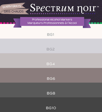 Spectrum Noir Warm Greys 6 pz. / Marcadores con Base de Alcohol Descontinuado Crafter&