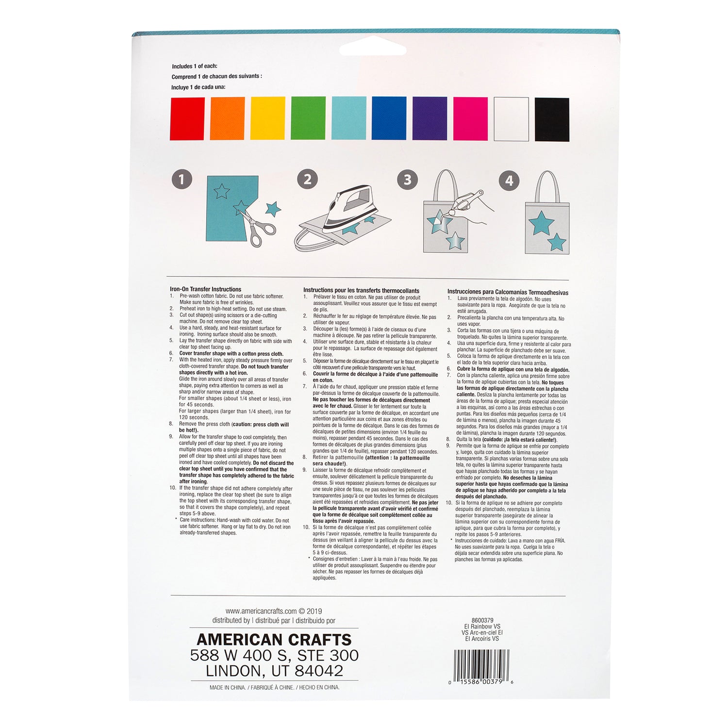 Transfer Sheets Rainbow / Hojas Cartas Planchables Tonos Arcoiris Viniles Jolee&