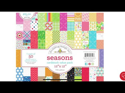 Doodlebug Cardstock Value Pack Seasons 12" / Paquete Papel Estaciones Descontinuado Doodlebug