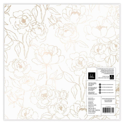 Vellum Champagne Foil Paper / Hoja Papel Albanene Rosas Papel, Hojas Sueltas Heidi Swapp