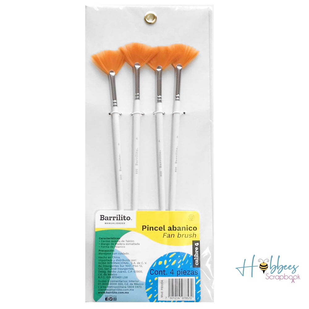 Set de 4 Pinceles de Abanico de Taklon Pinceles y Brochas Barrilito