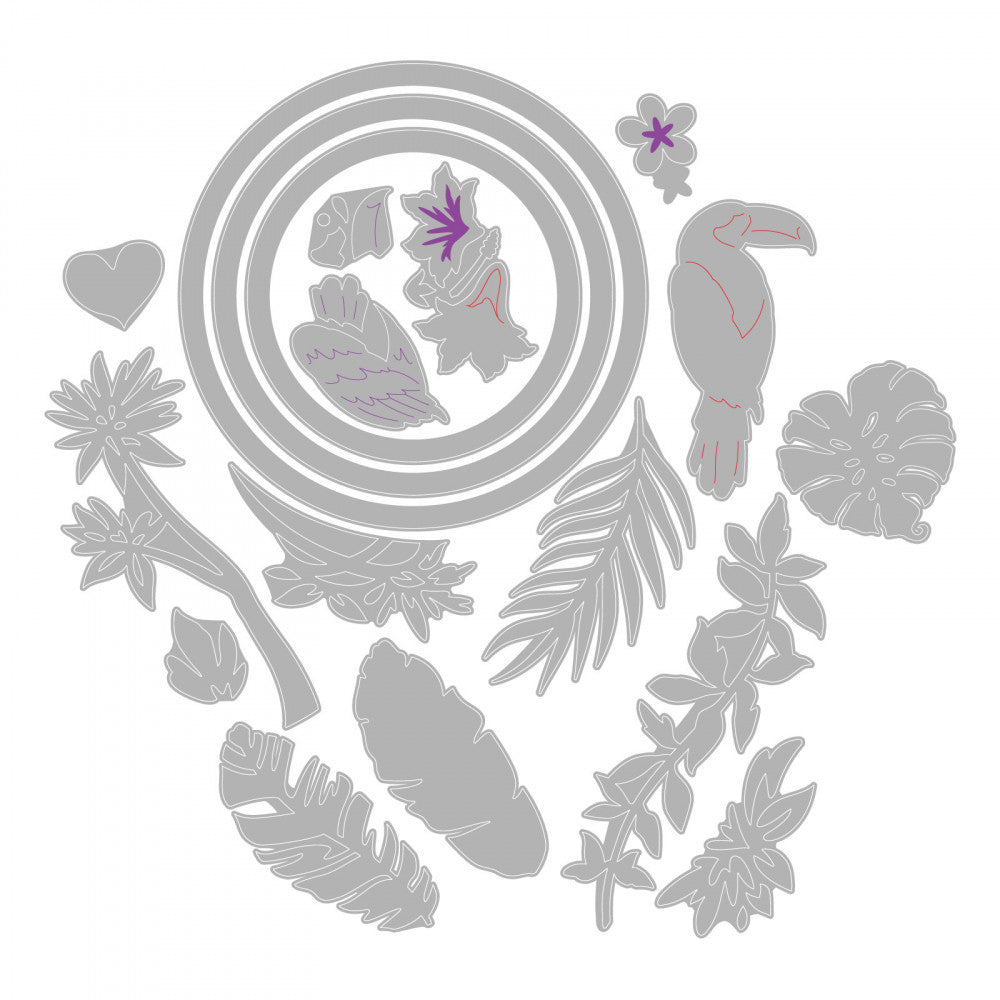 Thinlits Jungle Shadow Box Die / Suajes de Jungla Floral Descontinuado Sizzix