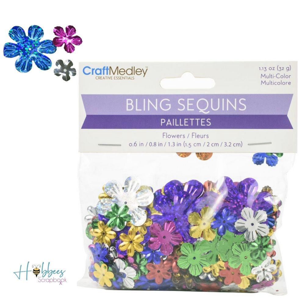 Multi-color Flower Sequins / Lentejuelas Flores con Glitter Descontinuado Craft Medley