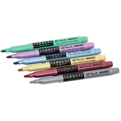 Liquid Metals Medium Point Markers / 6 Marcadores Metálicos Punta Media Caligrafía Sargent Art