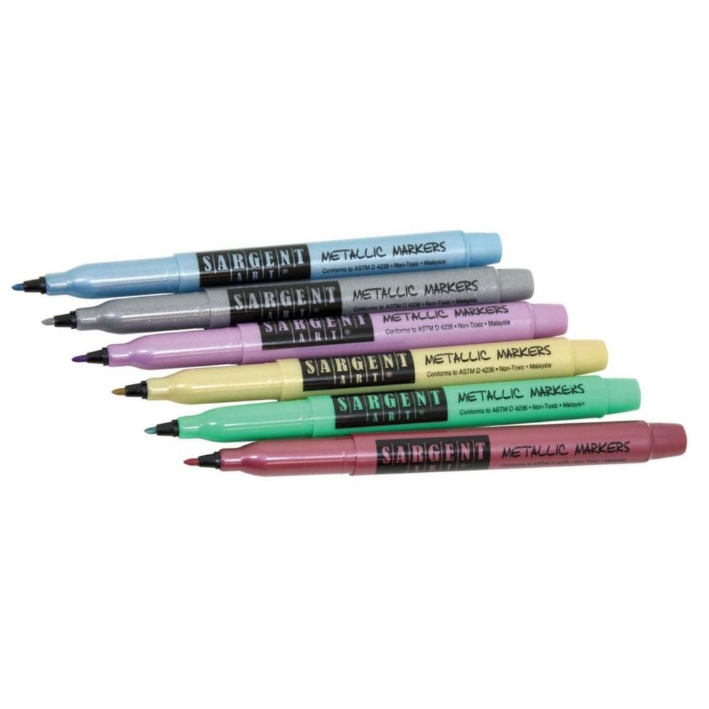 Liquid Metals Fine Point Markers / 6 Marcadores Metálicos Punta Fina Caligrafía Sargent Art