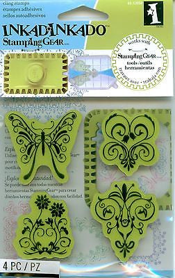 Sellos de Goma Cling Mariposa de Jardin / Butterfly Garden Stamps Descontinuado Inkadinkado