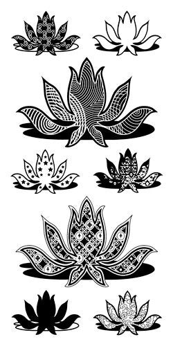 Sellos de Polímero Arbusto / Patterned Lotus Flowers Sellos Inkadinkado