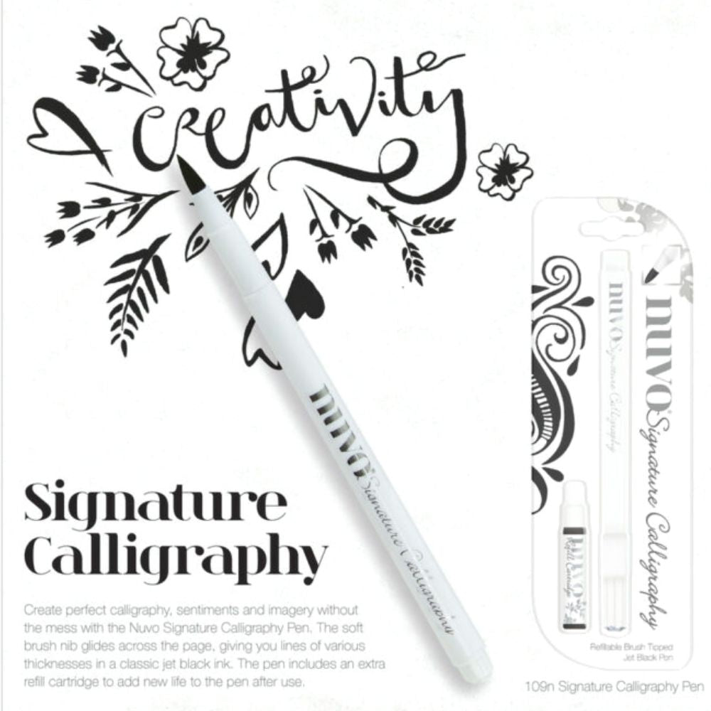 Signature Calligraphy Pen Jet Black / Plumon para Caligrafia Negro Caligrafía Nuvo