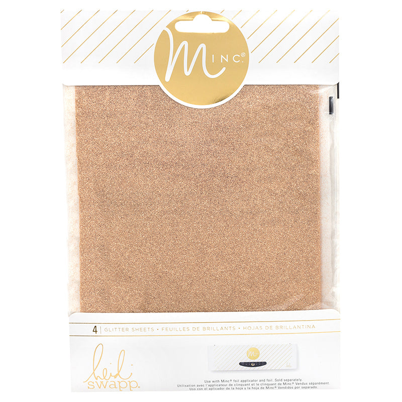 Minc Glitter Sheets Rose Gold / 4 Hojas de Papel Metalizado Brillitos Oro Rosa Foil Heidi Swapp