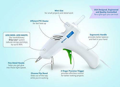 Drip-Less Mini Glue Gun / Pistola de Silicón Goteo Bajo Punta Fina Descontinuado Ad Tech
