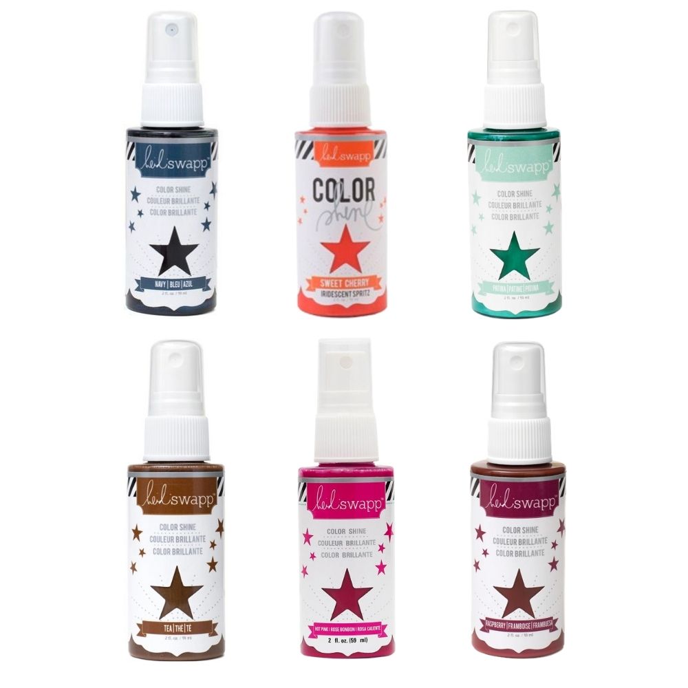 Color Shine Pack 2  / Kit de 6 Tintas en Spray con Brillitos  Heidi Swapp