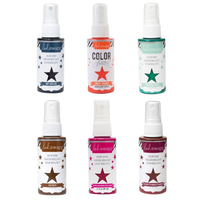 Color Shine Pack 2  / Kit de 6 Tintas en Spray con Brillitos  Heidi Swapp