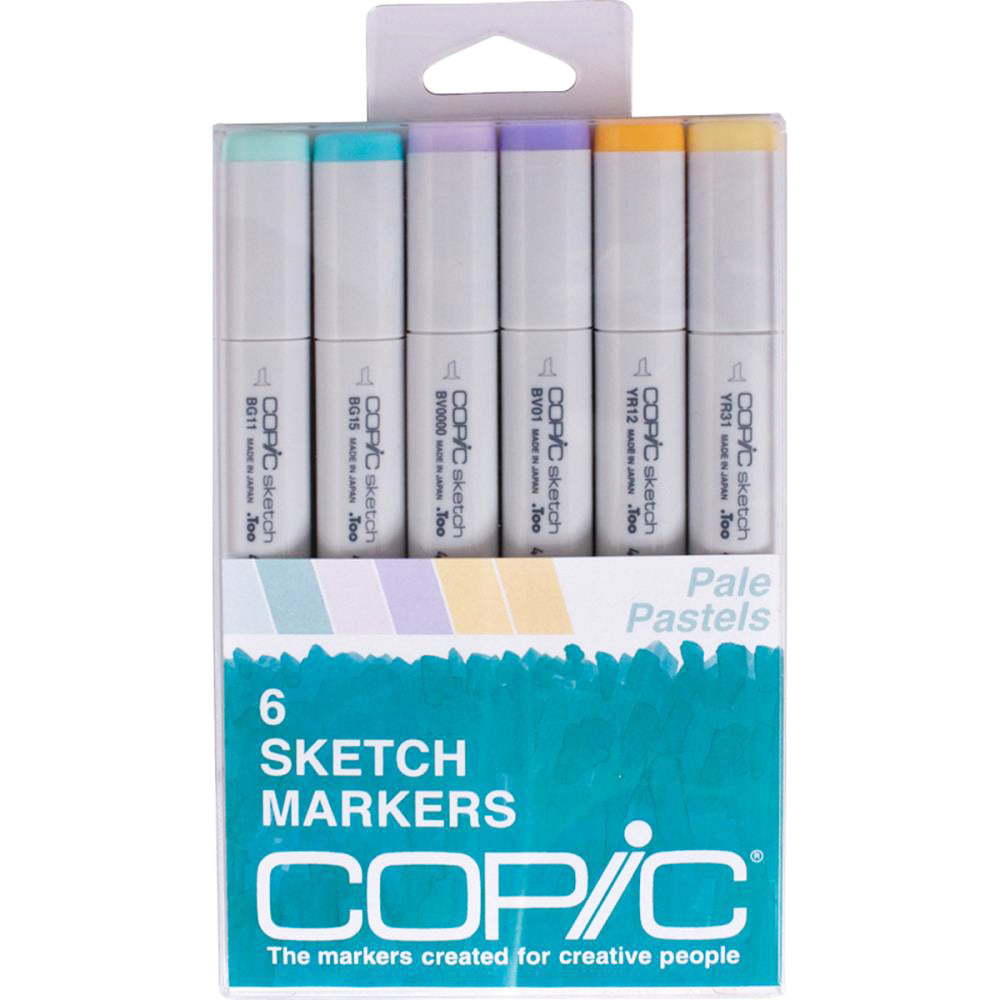 Sketch Markers Pale Pastels / 6 Marcadores Alcohol Tonos Pastel Colores y Plumones Copic