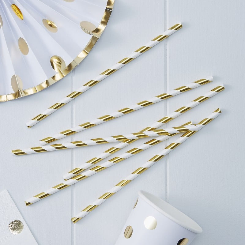 Paper Straws Gold / Popotes de Papel Decorativo Dorados Descontinuado American Crafts