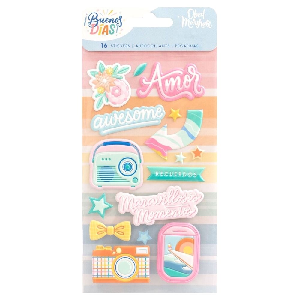 Buenos Dias Embossed Puffy Stickers / Estampas en 3D Decorativas Stickers American Crafts