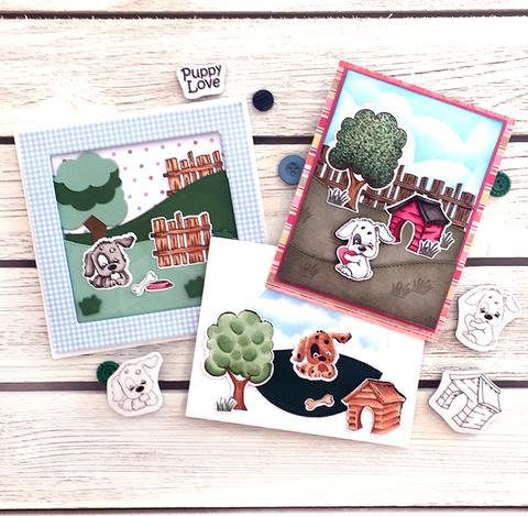 Stamps and Dies Kit Puppy Love / Kit de Suajes y Sellos de Perritos Descontinuado LDRS Creative