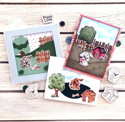 Stamps and Dies Kit Puppy Love / Kit de Suajes y Sellos de Perritos Descontinuado LDRS Creative
