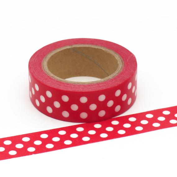 Washi Tape Red Polka Dots Spots  / Cinta Adhesiva Puntitos Descontinuado Queen&amp;Co