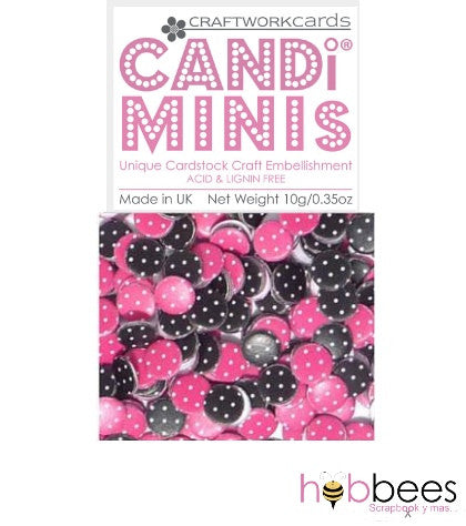 Polka Dots Raspberry Truffle Candi Minis Adornos / Embellishments Candi