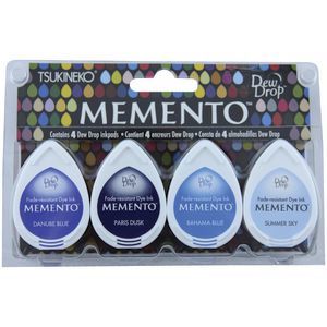 Memento Dew Drop Ink Pads Ocean / Paquete de 4 Tintas Memento Azules Tintas TSUKINEKO