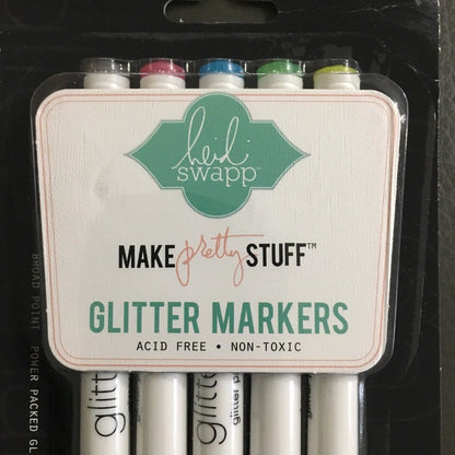 Glitter Markers Set / 5 Marcadores de Brillitos Marcadores &amp; Plumones Heidi Swapp