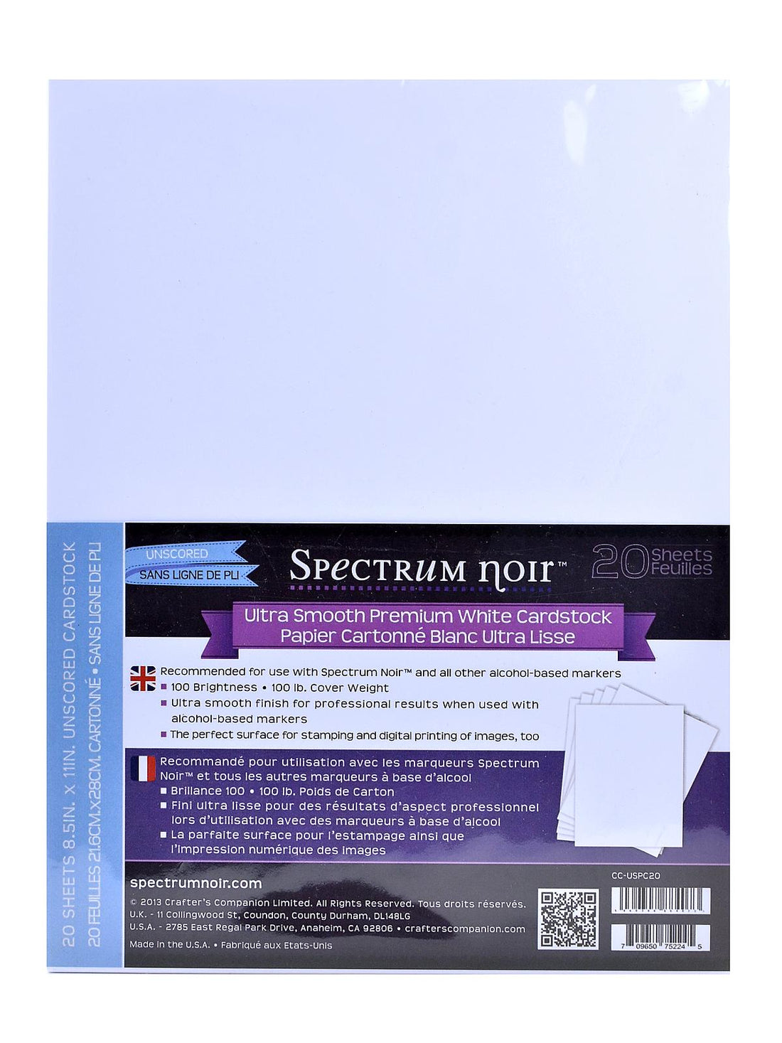 Ultra Smooth Premium White Cardstock / Papel Ideal para Spectrum Noir Papel Crafter&