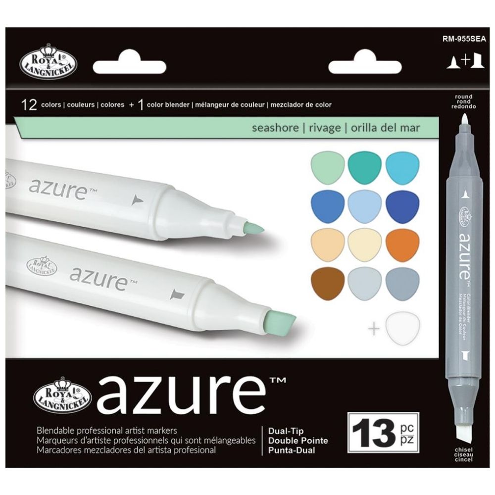 Azure Marker Set Seashore / 13 Marcadores Alcohol Tonos Marinos Colores y Plumones Royal Langnickel