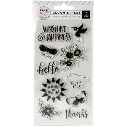 Bloom Street Clear Stamps / Sellos de Polímero Floreciendo Sellos Pink Paislee