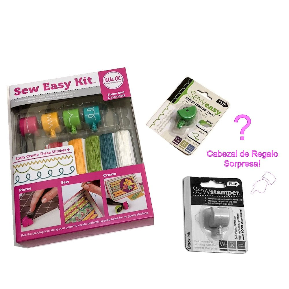 Sew Easy Kit + 2 / Set de Herramientas Para Coser Papel con Extras Descontinuado We R Memory Keepers
