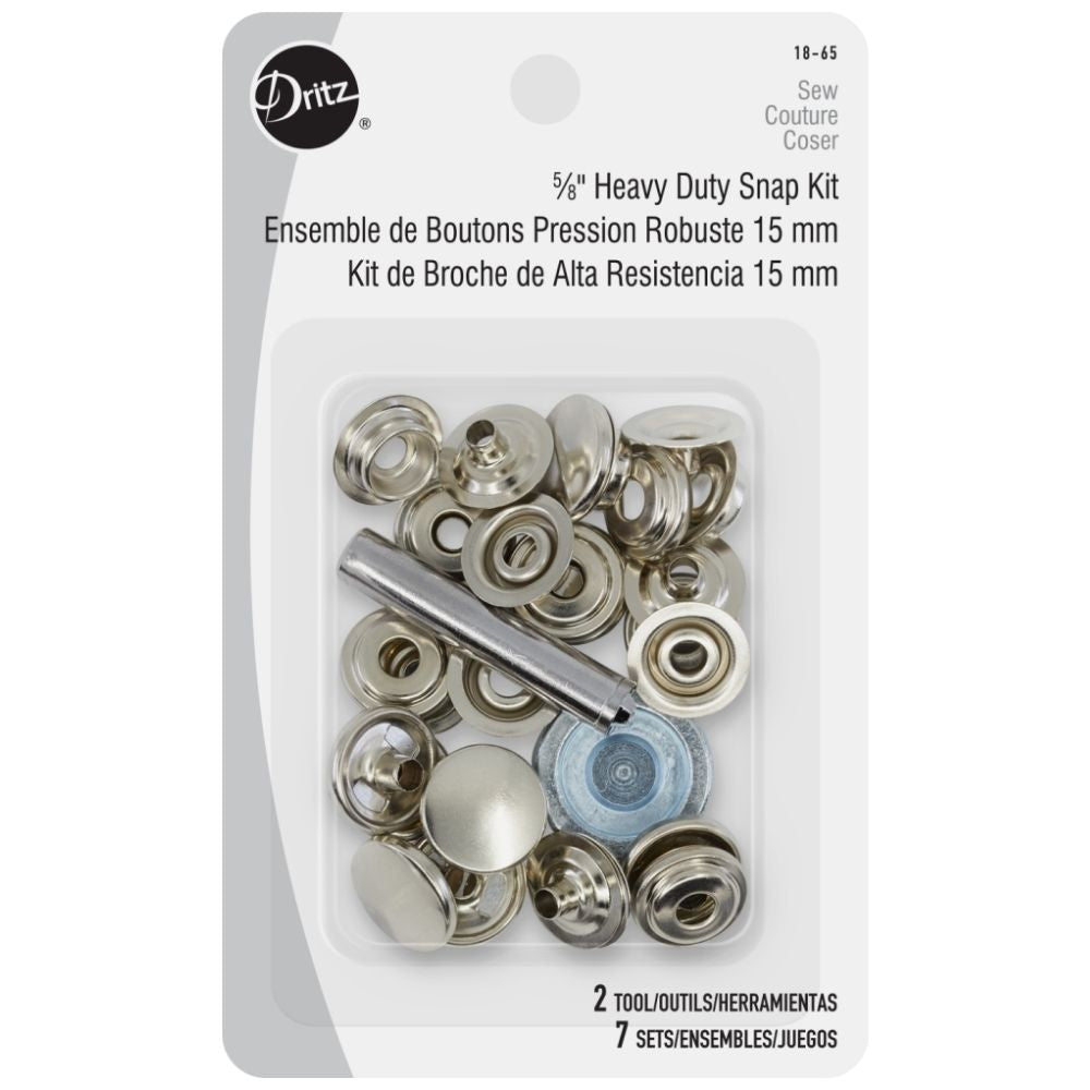 Heavy Duty Snaps &amp; Tool Kit / Set Broches a Presión 15mm y Herramientas Adornos / Embellishments Dritz