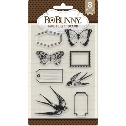Secret Garden-Take Flight Stamps / Sellos de Polímero de Mariposas, Aves y Etiquetas Sellos BoBunny
