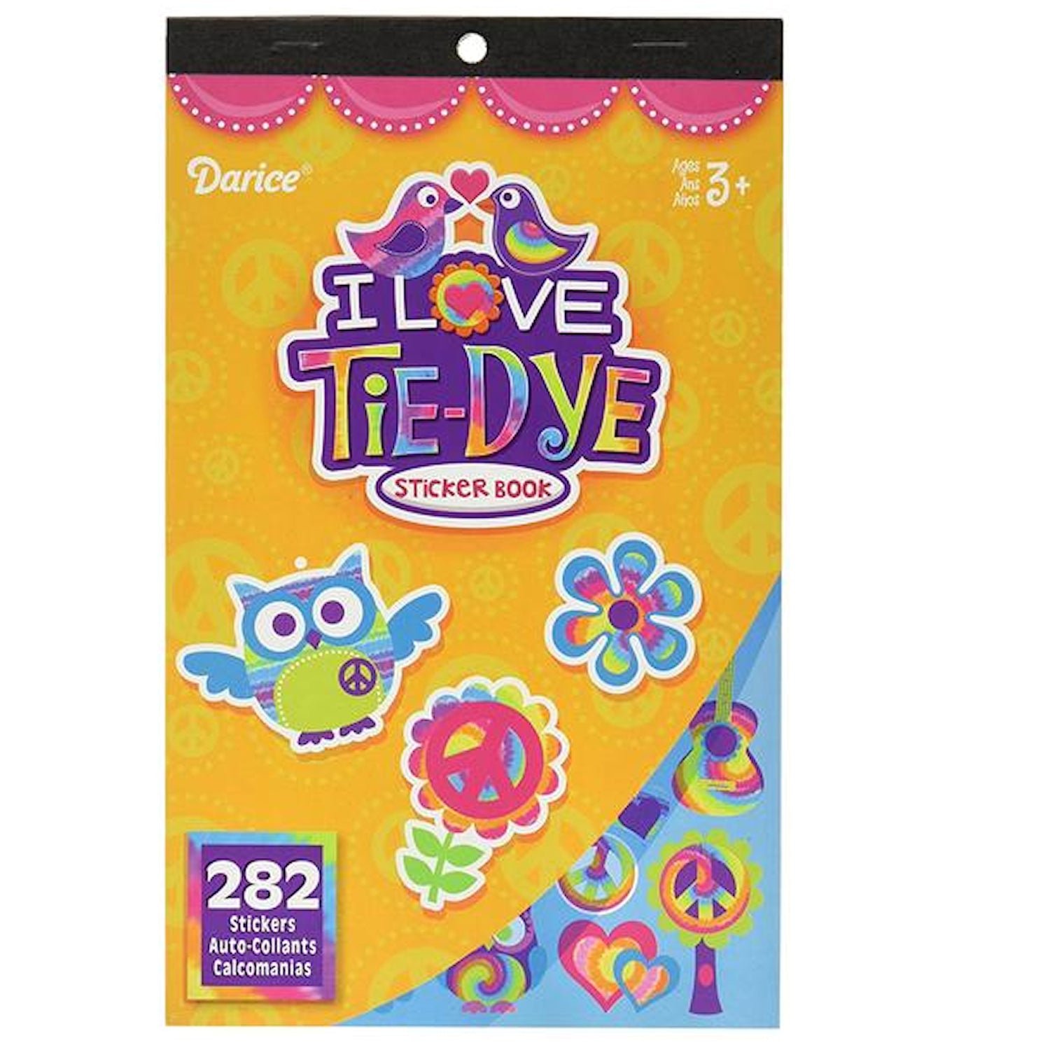Sticker Book for Kids I Love Tie-Dye / Libro con 282 Estampas Amor y Paz Stickers Darice