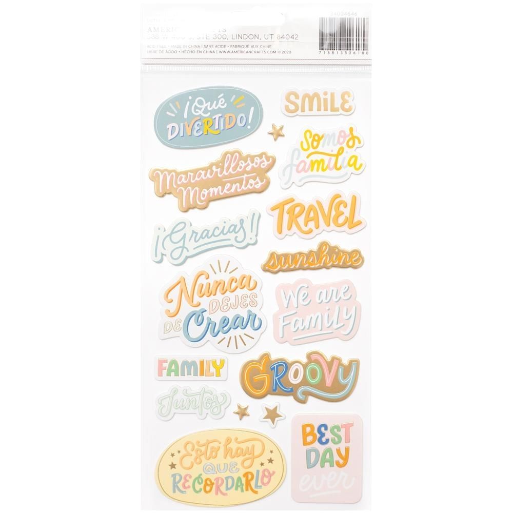 Buenos Dias Thickers Stickers / Estampas Gruesas de Frases Stickers American Crafts