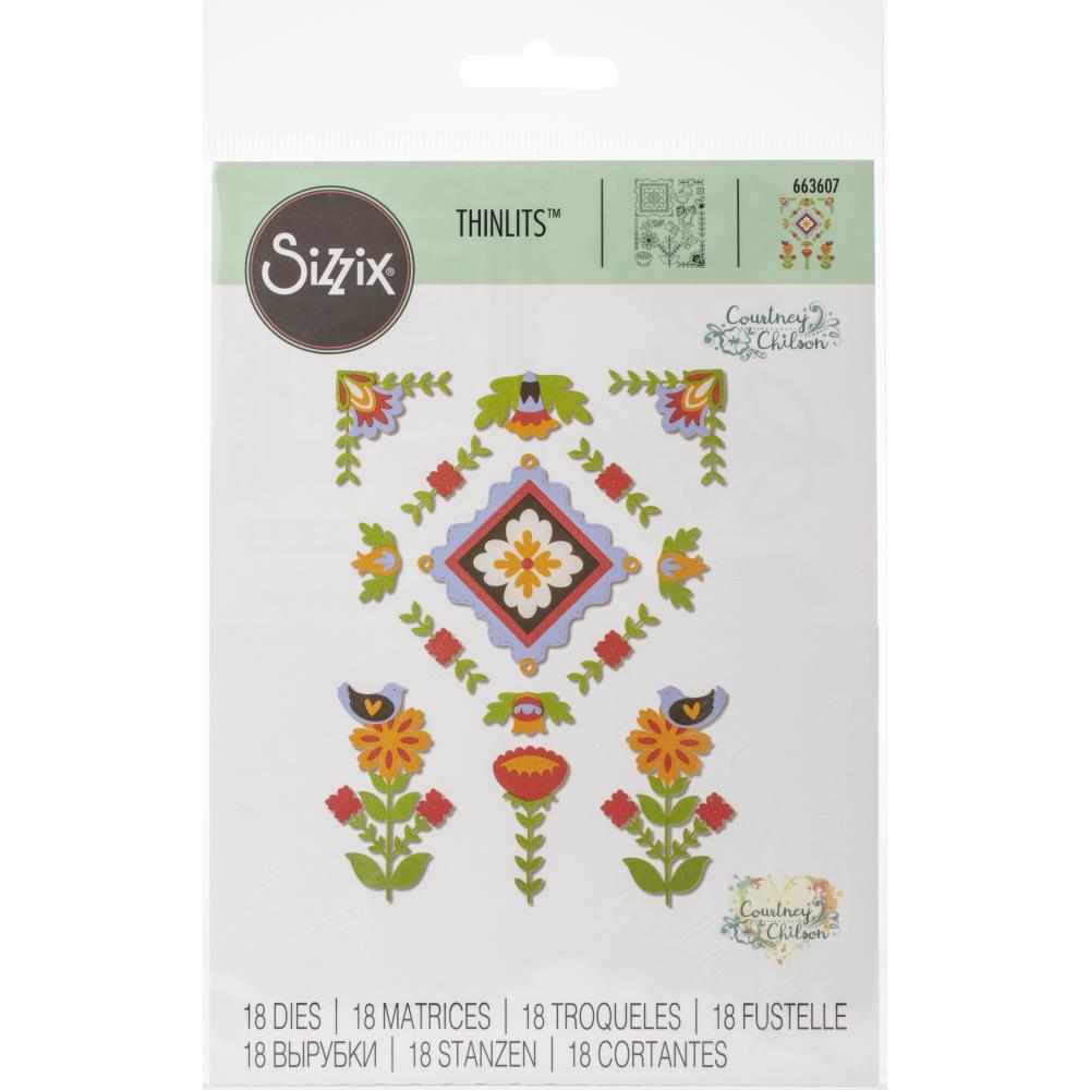Thinlits Folk Art Elements Die / Suajes Flores Populares Descontinuado Sizzix