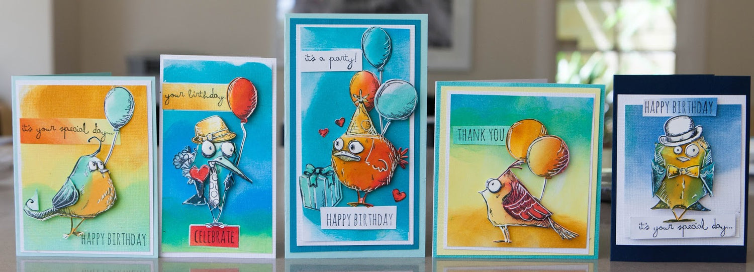 Cling Rubber Stamps Bird Crazy / Sello Cling Pájaros Locos Descontinuado Sizzix