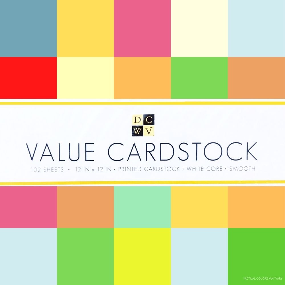 Value Cardstock 12 x 12&quot;  / 102 Hojas de Cartulina de Colores Papel DCWV