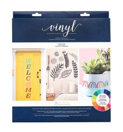 Adhesive Vinyl Sampler Matte / 40 Hojas Vinil Adhesivo Mate Colores Descontinuado American Crafts